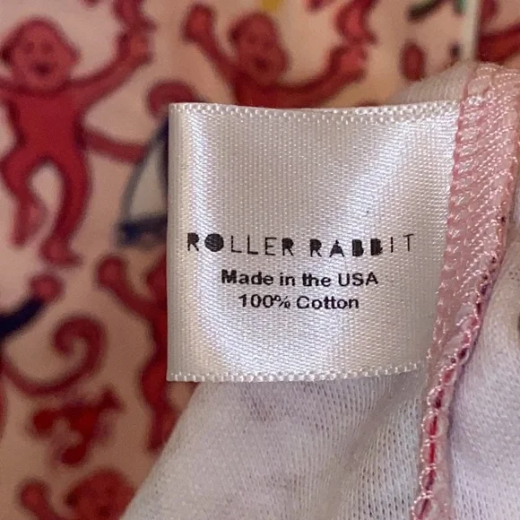 New ROLLER RABBIT PINK BOSTON MONKEYS POLO PAJAMAS TOP SZ MED PREPPY COTTON PJ - Picture 10 of 16